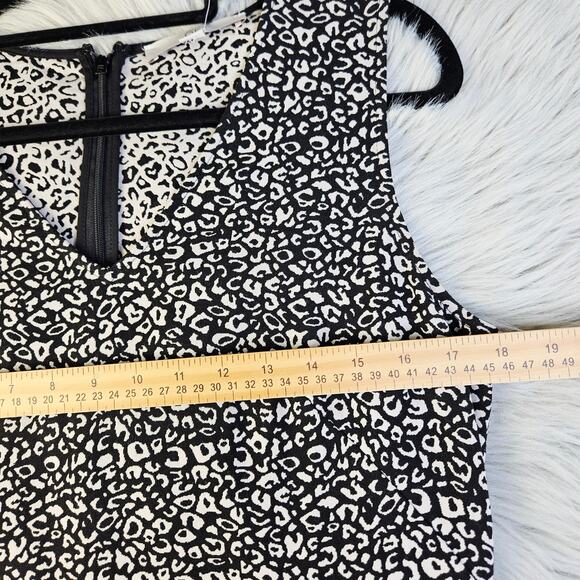 LOFT Sleeveless Ruffle Hem Leopard Dress Size 10 Fit & Flare Chic Neutral Classy - Picture 10 of 11